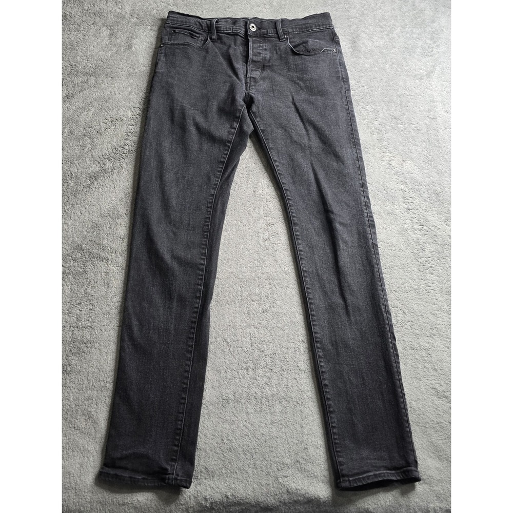 G-Star Raw Jeans Mens 33x34 Black 3301 Slim Button Fly Denim Pants Actual 32x32